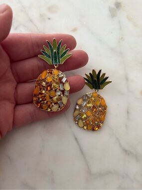 BaubleBar Pineapple Drop Earrings in Orange and Green
